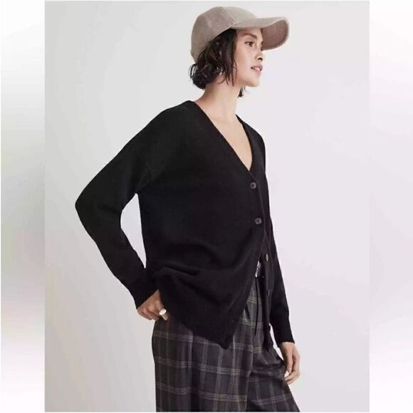 NWT Madewell V-Neck Relaxed Cardigan in True Black Size XS - Picture 11 of 13
